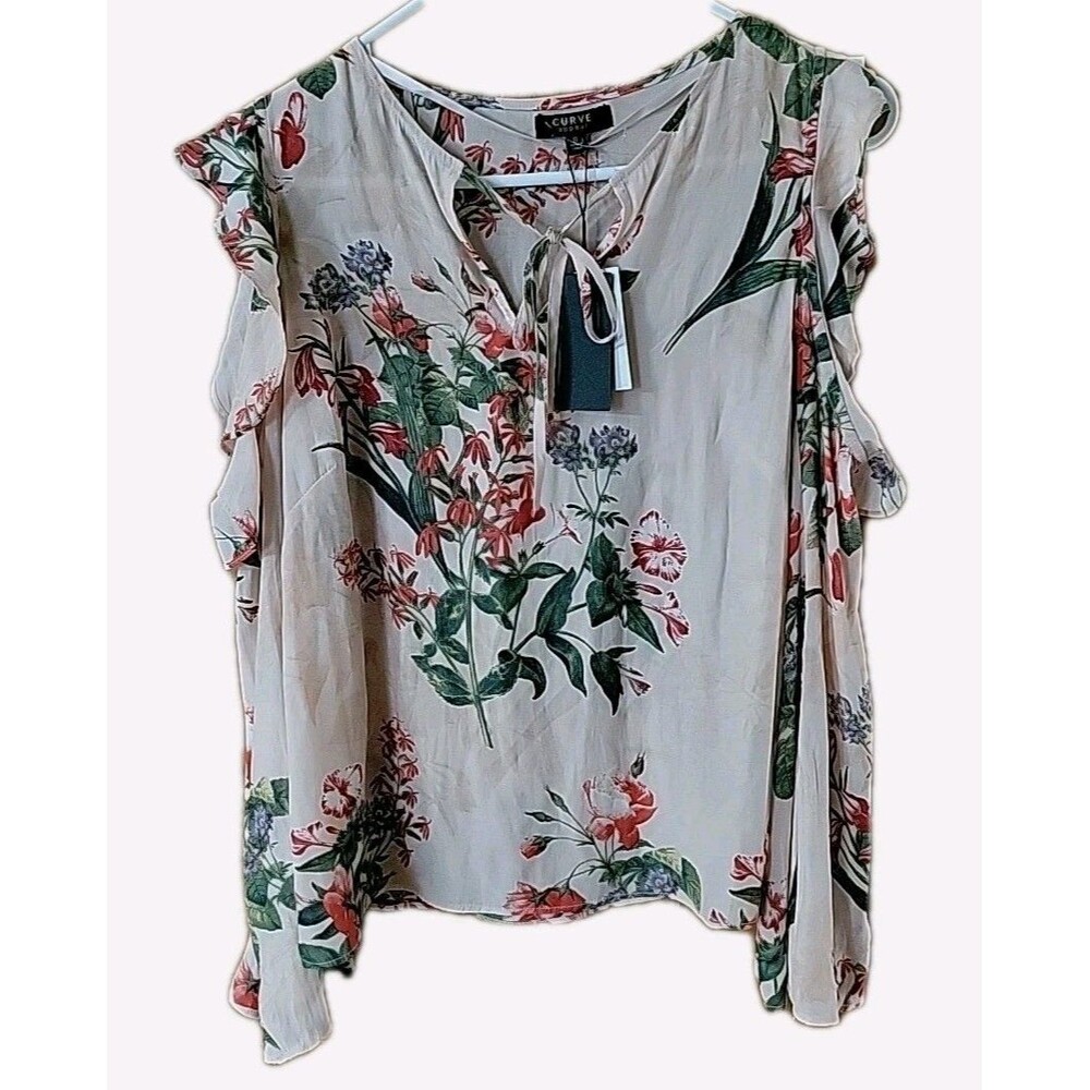 NWT Woman's SMALL Floral Long Sleeve Semi-Sheer Fairy Romantic Feminine Cottage